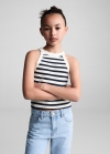 Mango Camiseta tirantes rayas - Azul marino oscuro