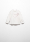 Mango Camiseta mariposas bordadas - Blanco roto