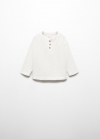 Mango Camiseta algodón manga larga - Blanco roto