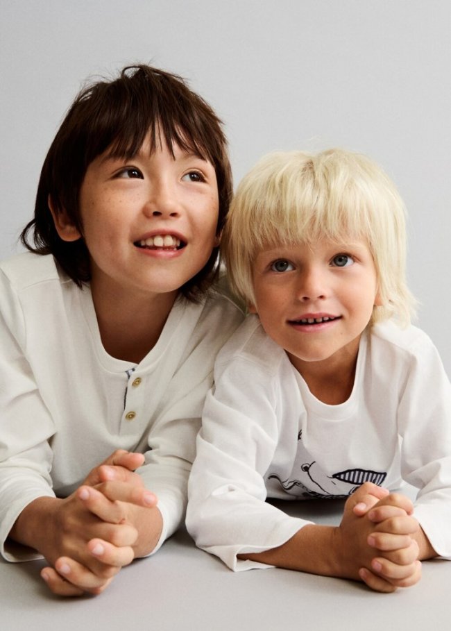 Mango Pijama largo rayas - Blanco roto