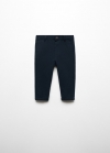 Mango Pantalón recto lino - Azul marino oscuro