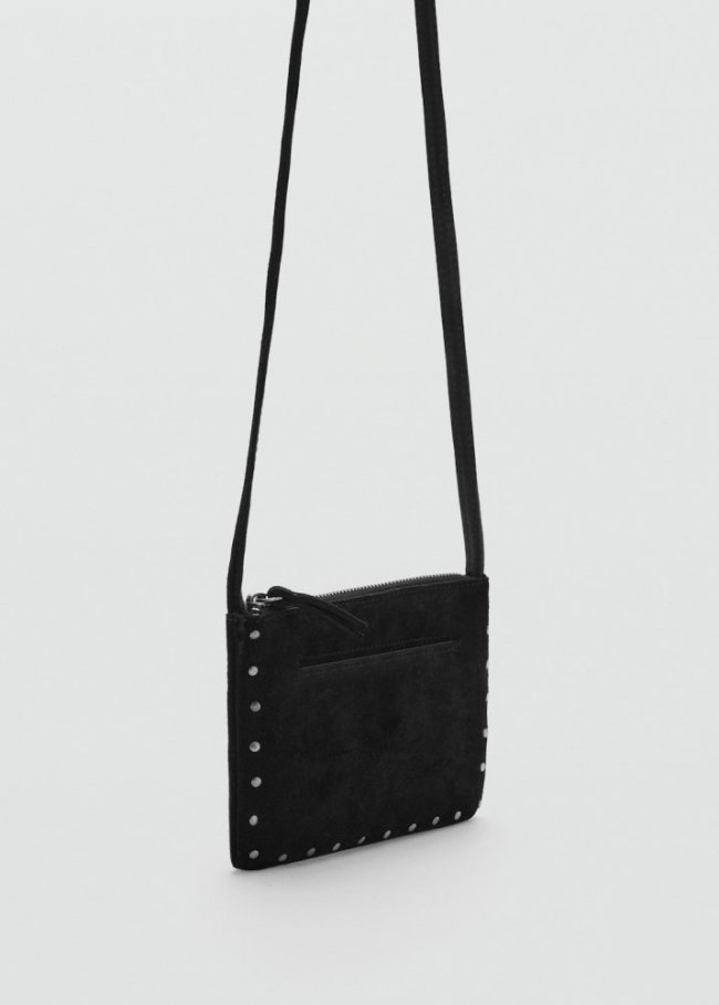 Mango Bolso piel tachuelas - Negro