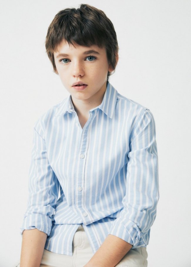 Mango Camisa vestir regular fit rayas - Azul celeste