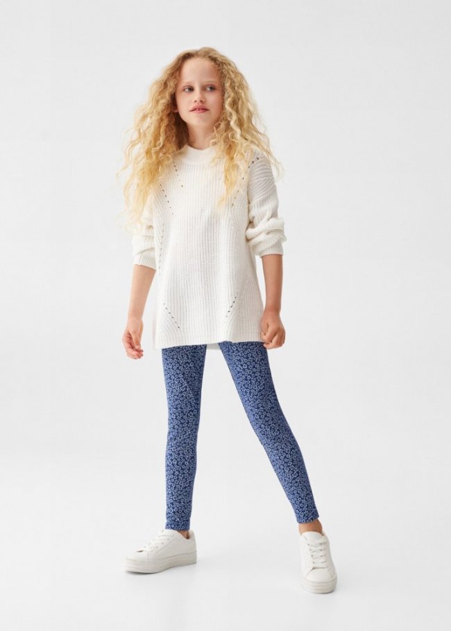 Mango Leggings algodón estampados - Azul marino oscuro