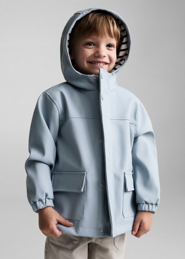 Mango Parka impermeable capucha - Verde agua