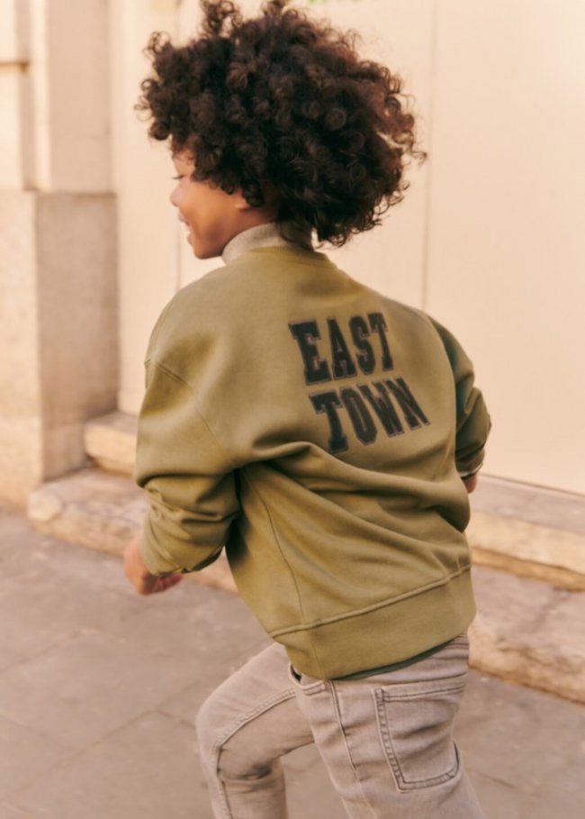 Mango Sudadera algodón estampada - Khaki