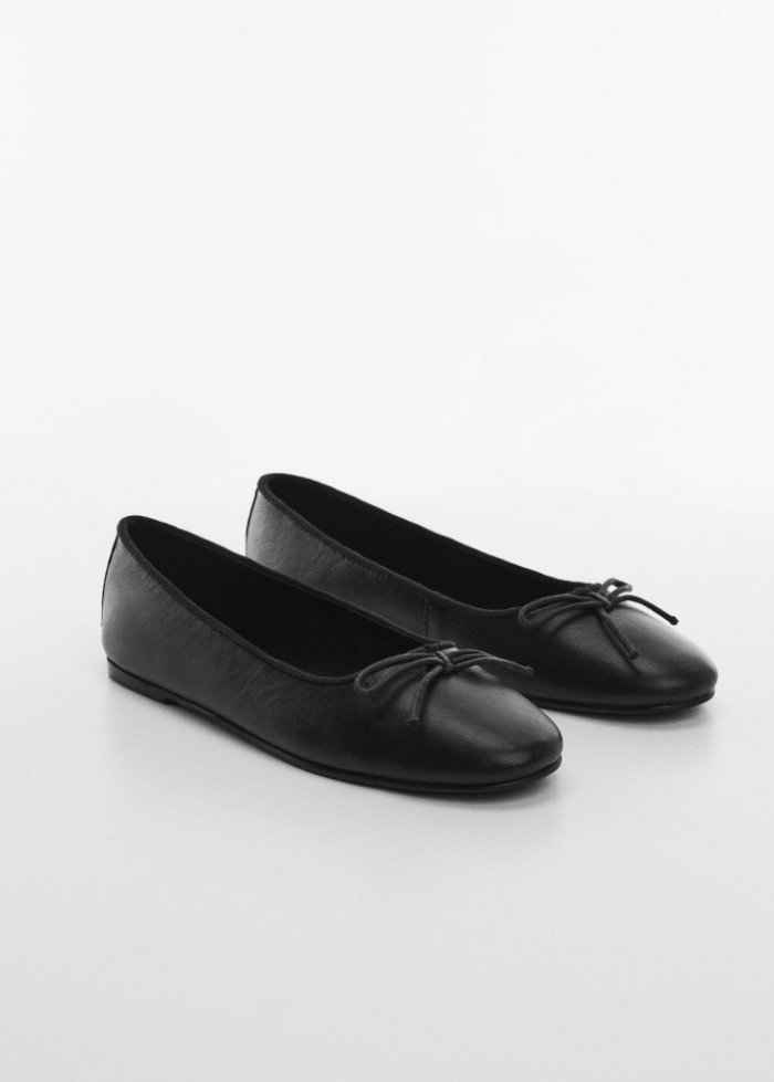 Mango Bailarina piel lazo - Negro