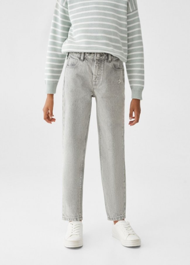 Mango Jeans mom-fit algodón - Gris