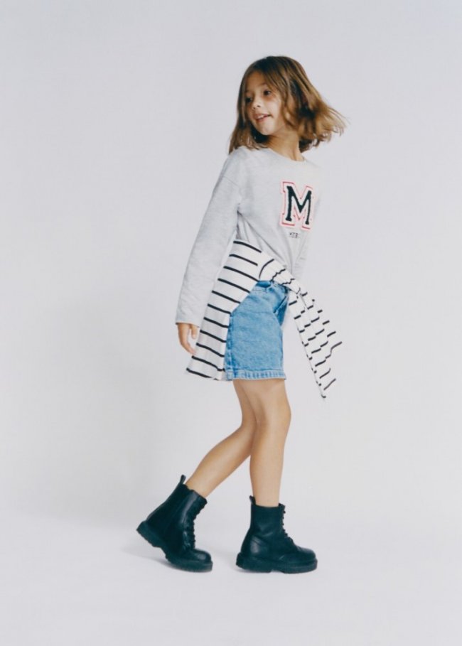 Mango Falda corta denim - Azul medio