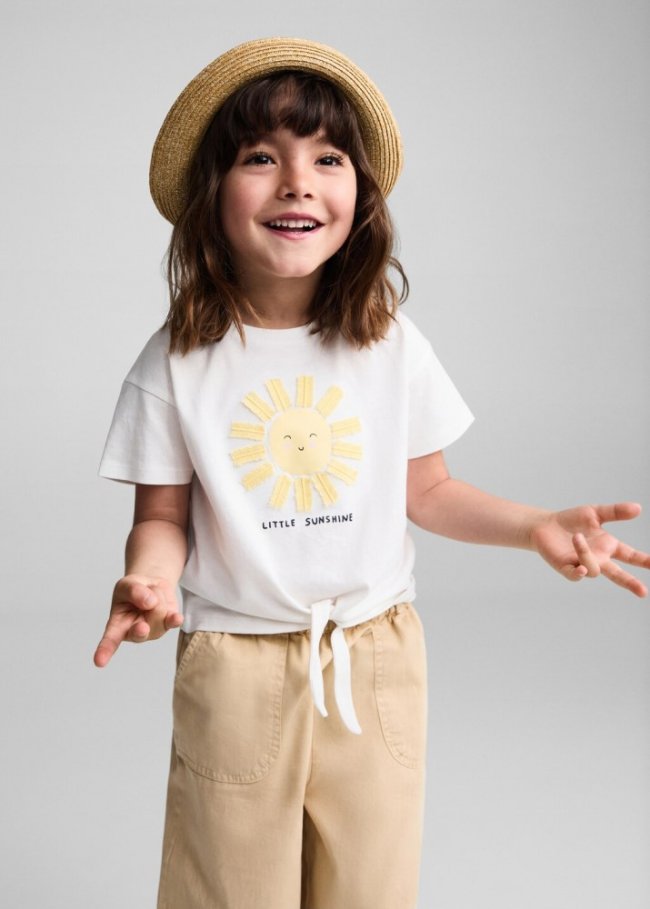 Mango Camiseta estampada nudo - Blanco roto