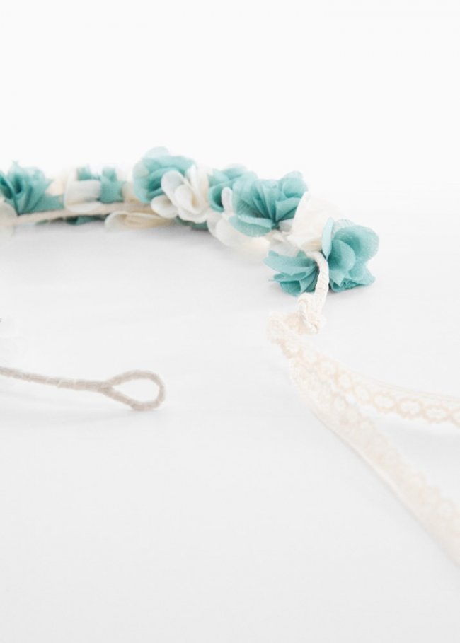 Mango Diadema flores relieve - Verde agua