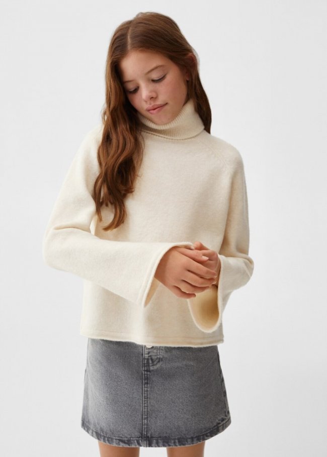 Mango Jersey punto cuello alto - Crudo