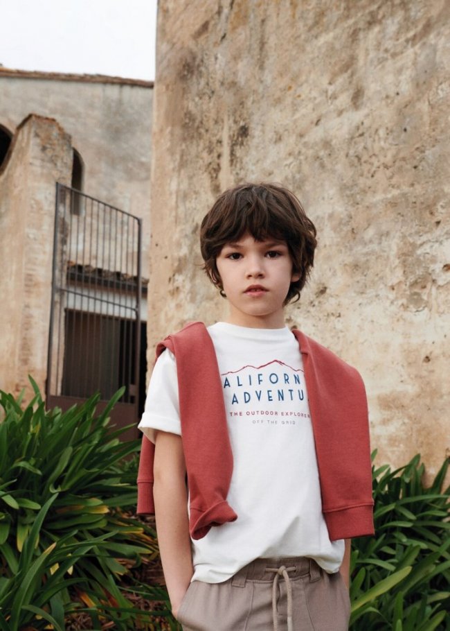 Mango Camiseta mensaje estampado - Blanco roto