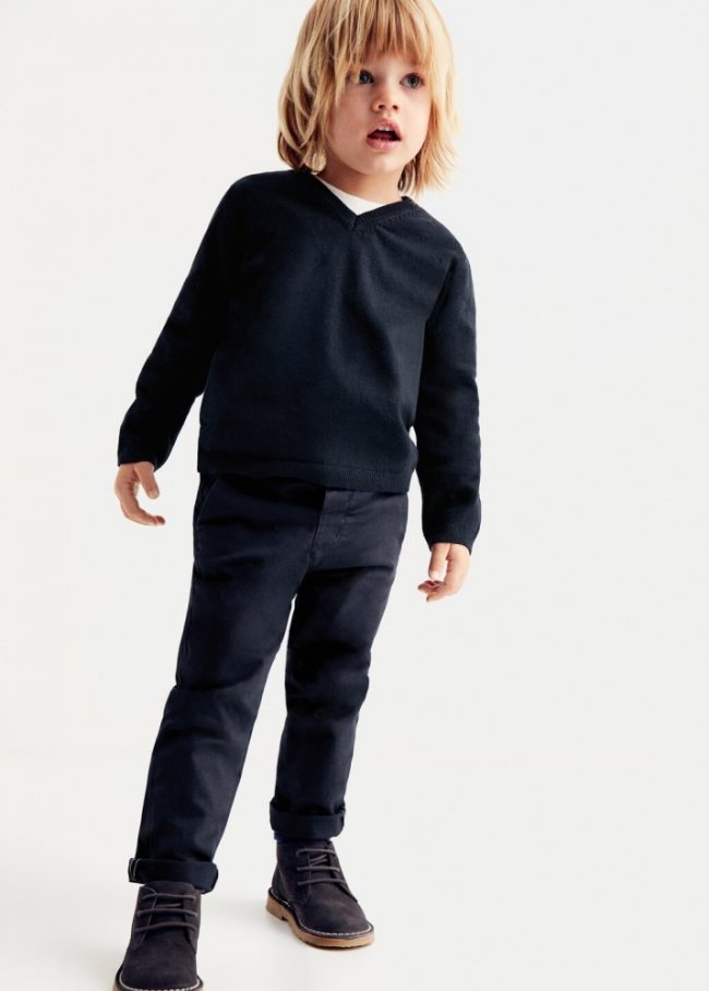 Mango Pantalón chino algodón - Azul marino