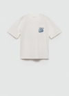 Mango Camiseta estampada algodón - Blanco roto