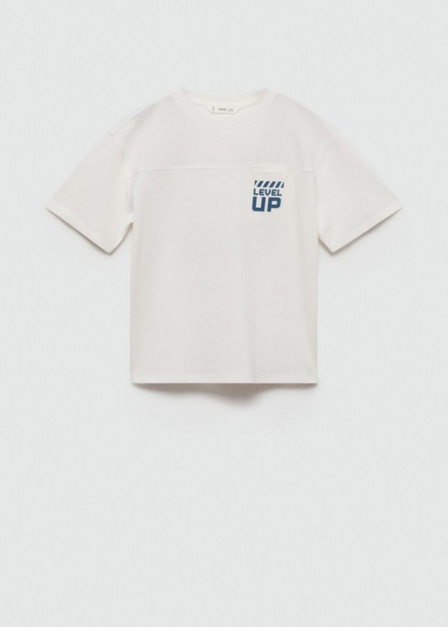 Mango Camiseta estampada algodón - Blanco roto