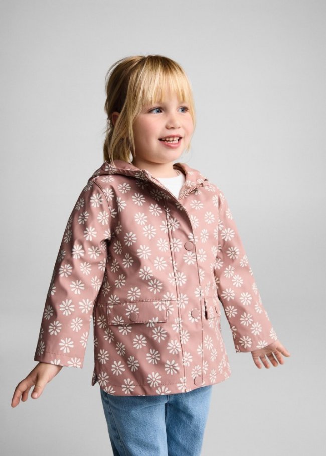 Mango Chaqueta impermeable estampada - Rosa