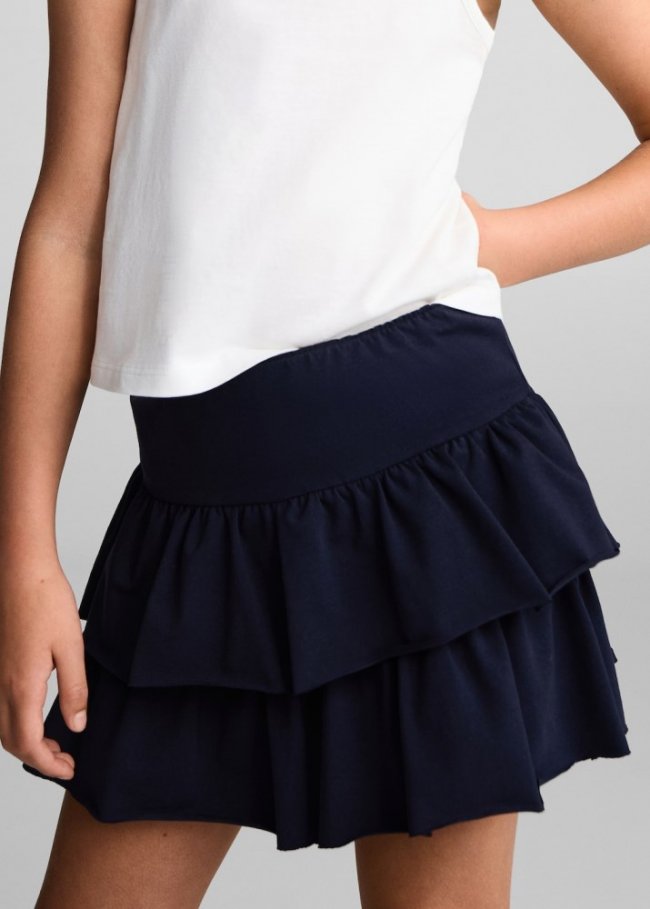 Mango Falda pantalón volantes - Azul marino oscuro