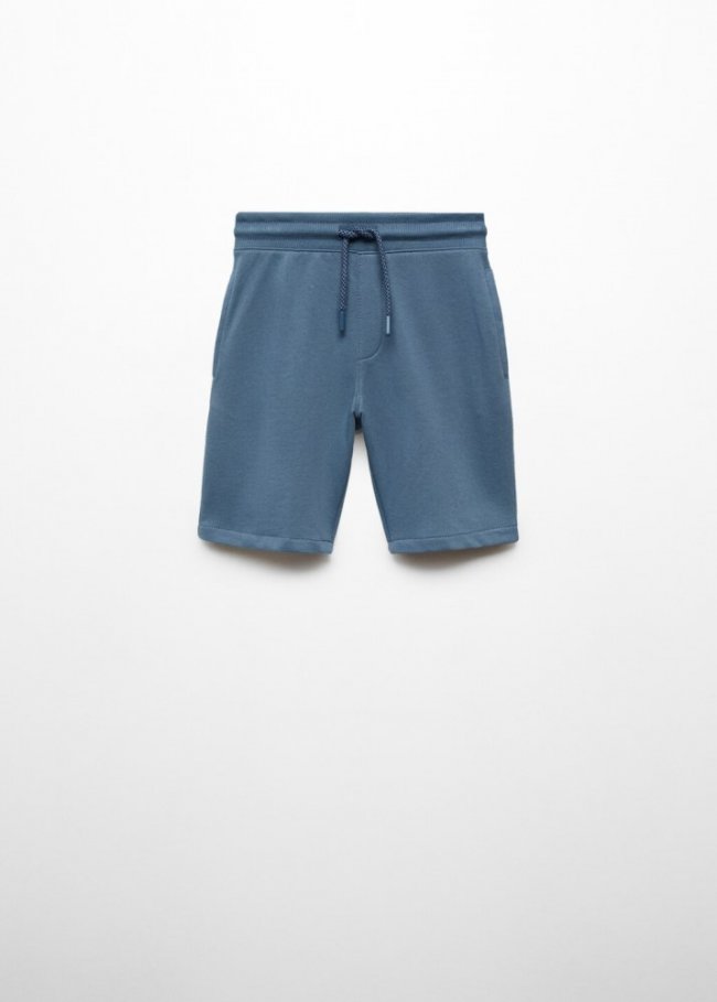 Mango Bermudas algodón cintura elástica - Azul