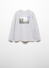 Mango Camiseta imagen estampada - Gris medio vigoré