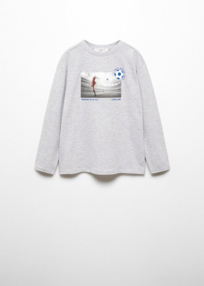 Mango Camiseta imagen estampada - Gris medio vigoré