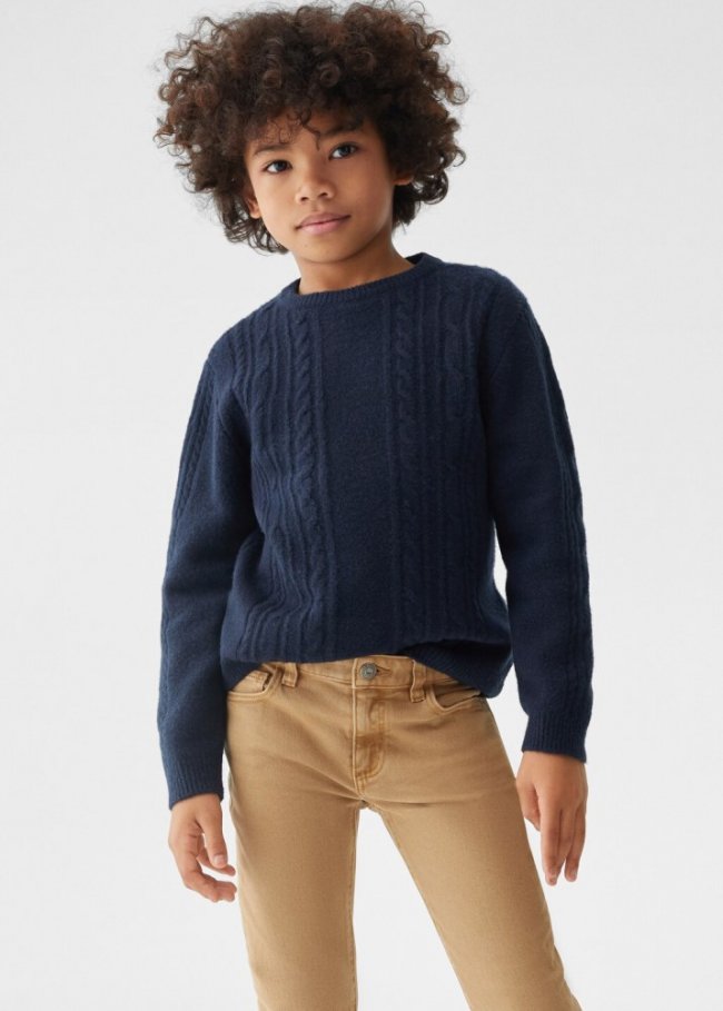 Mango Pantalón recto franela - Caramelo