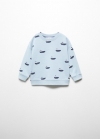 Mango Sudadera algodón estampado - Azul celeste