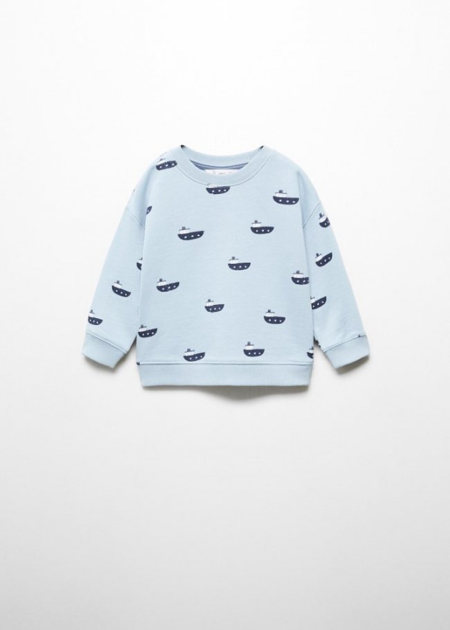 Mango Sudadera algodón estampado - Azul celeste