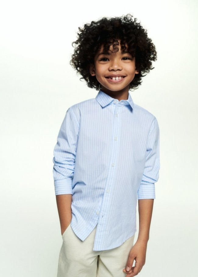 Mango Camisa Oxford rayas - Azul
