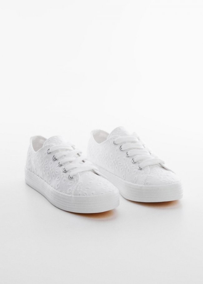 Mango Deportivas textura cordones - Blanco