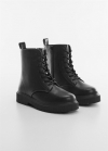 Mango Bota piel cordones - Negro