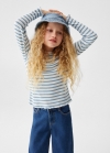 Mango Camiseta punto manga larga - Azul celeste