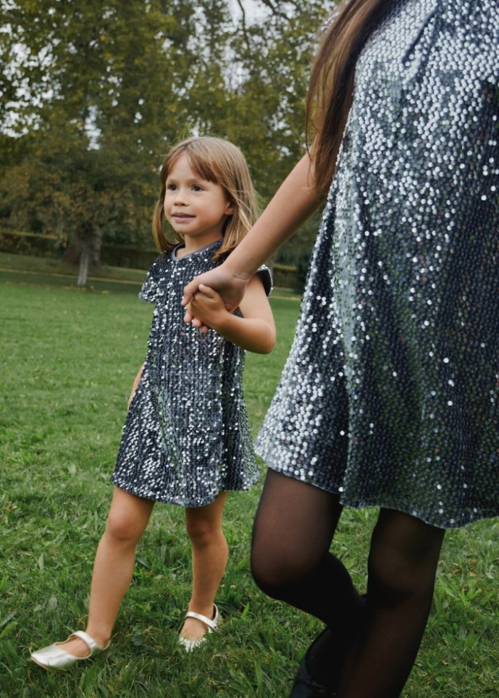 Mango Vestido lentejuelas - Gris