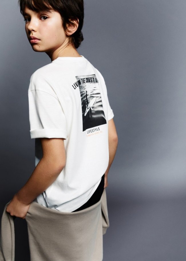 Mango Camiseta estampada surf - Blanco roto