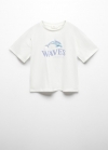 Mango Camiseta estampada detalle relieve - Blanco roto