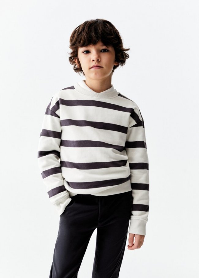 Mango Sudadera estampado rayas - Gris antracita