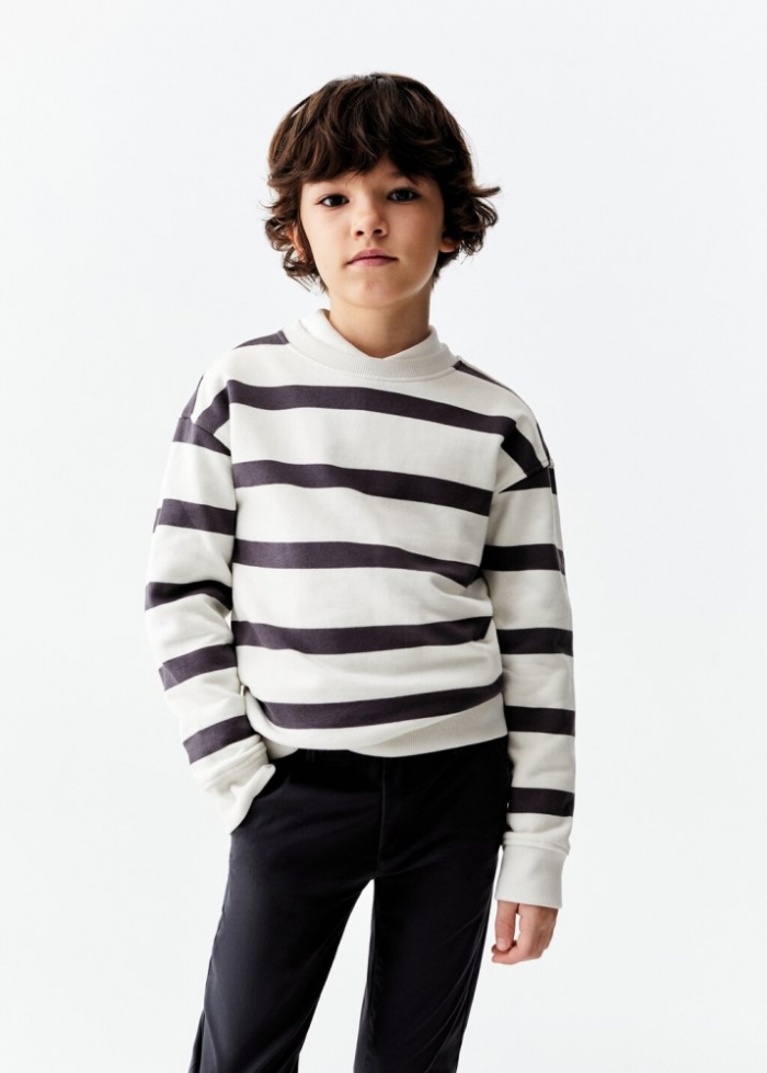 Mango Sudadera estampado rayas - Gris antracita