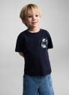 Mango Camiseta estampada detalles relieve - Azul marino oscuro