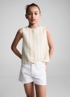 Mango Short vaquero rotos decorativos - Blanco