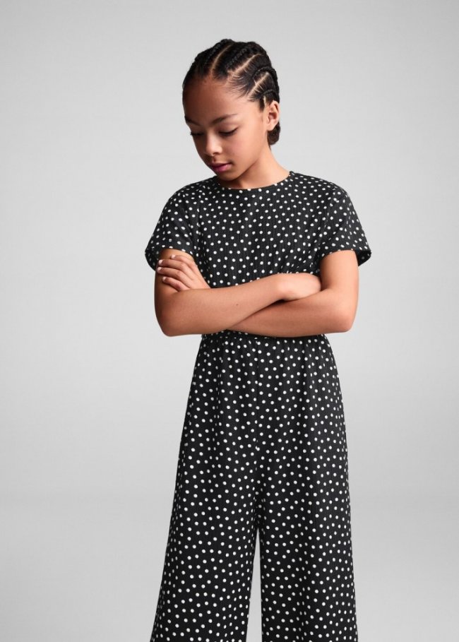 Mango Mono largo lunares - Negro