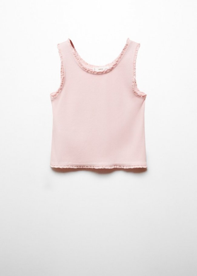 Mango Camiseta tirantes canalé - Rosa