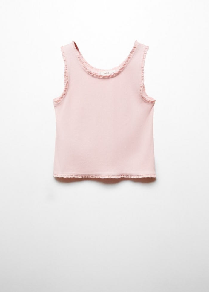 Mango Camiseta tirantes canalé - Rosa