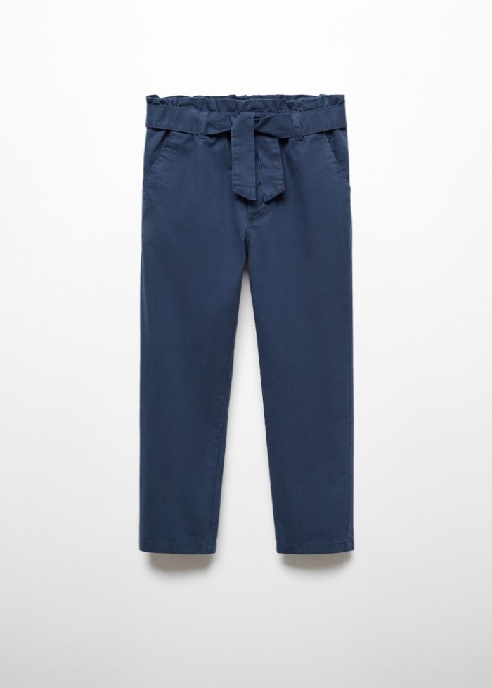 Mango Pantalón paper bag - Azul marino