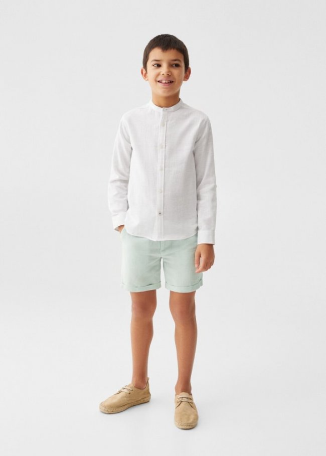 Mango Bermudas lino - Verde pastel