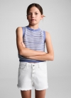 Mango Shorts vaqueros botones - Blanco