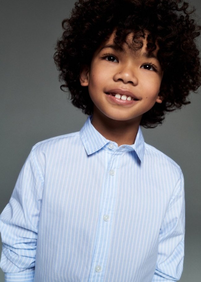 Mango Camisa vestir regular fit rayas - Azul celeste