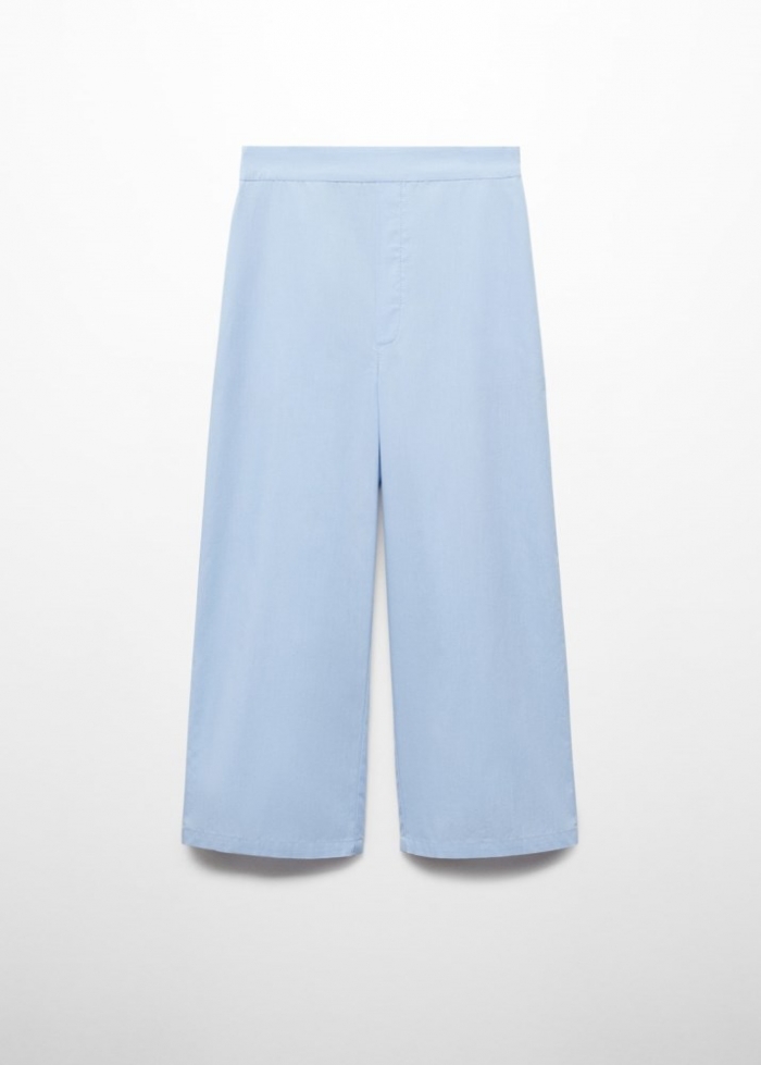 Mango Pantalón culotte algodón - Azul