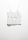 Mango Camiseta bordado suizo - Blanco roto