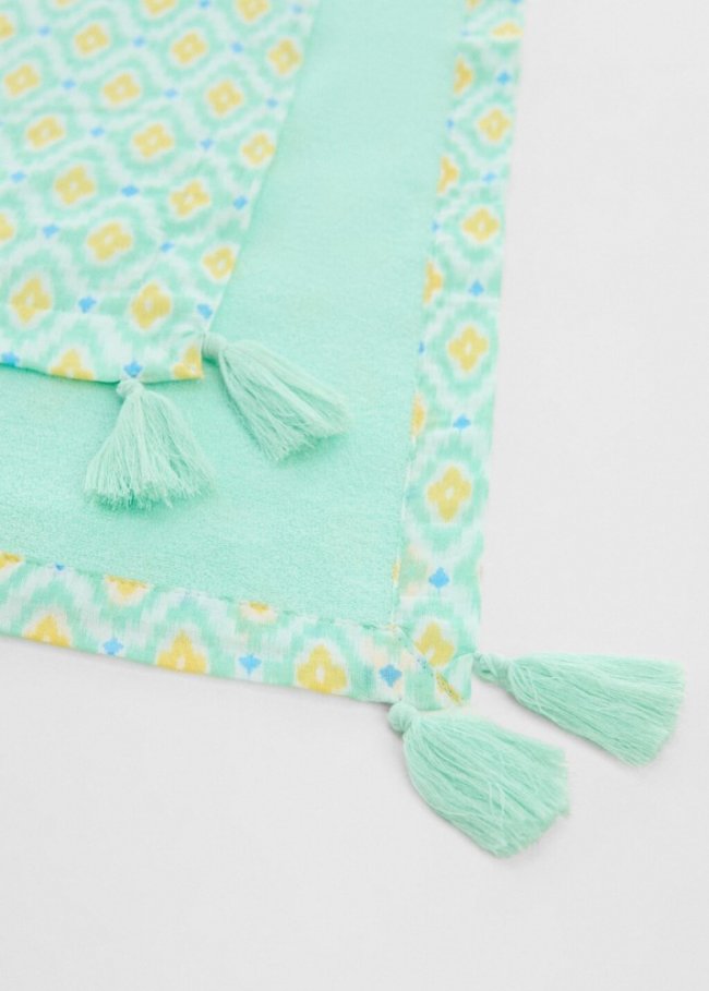 Mango Toalla 100% algodón estampada - Verde agua