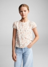 Mango Blusa floral botones - Crudo
